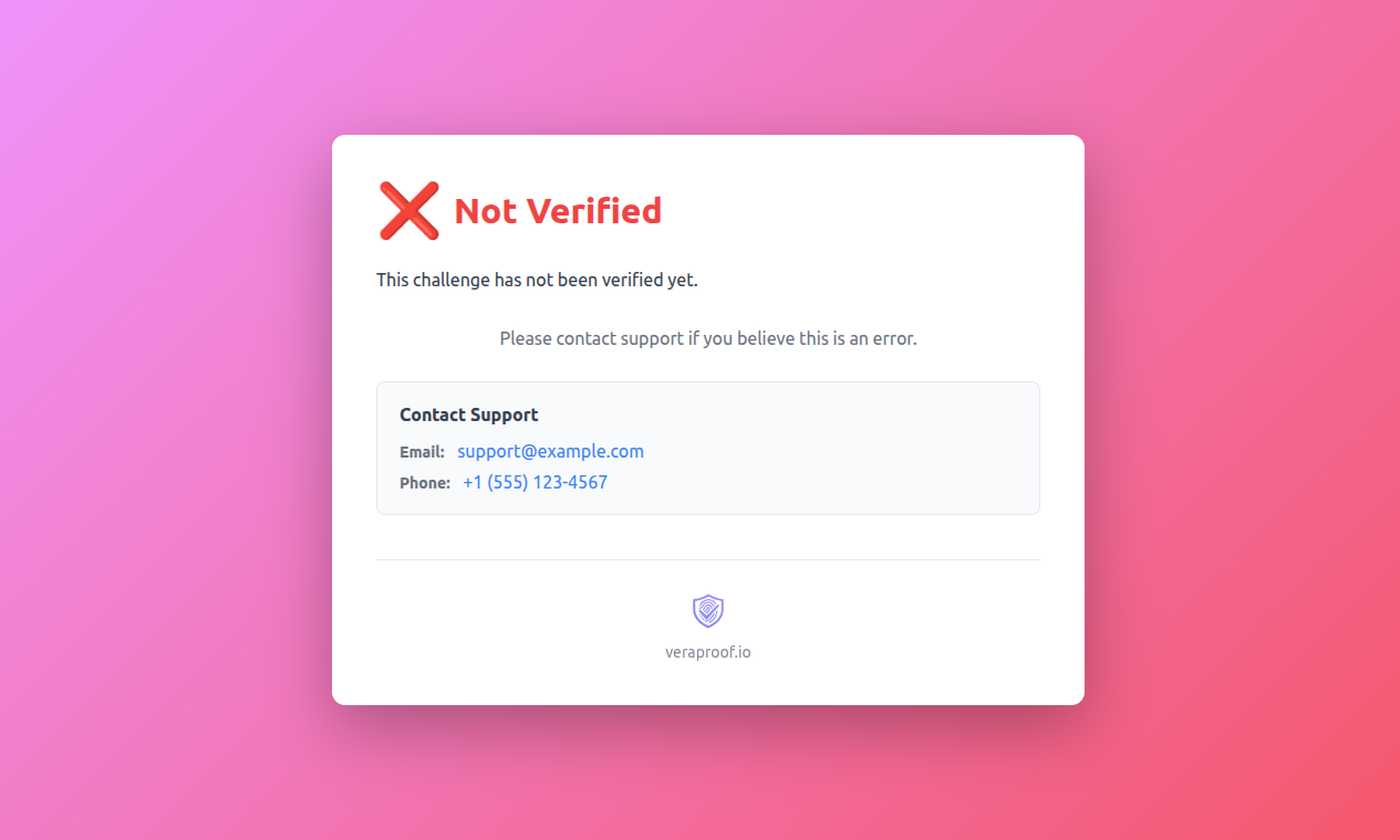 Not Verified Error